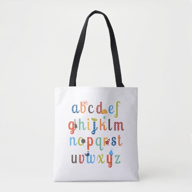 Cute Alphabet Design Tote Bag (Front)