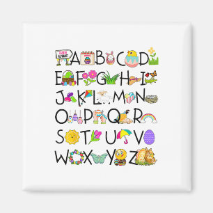 Cute Alphabet Funny Easter Day Abc Alphabet Egg Ra Magnet