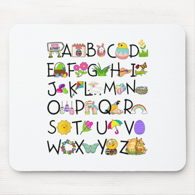 Cute Alphabet Funny Easter Day Abc Alphabet Egg Ra Mouse Pad (Front)