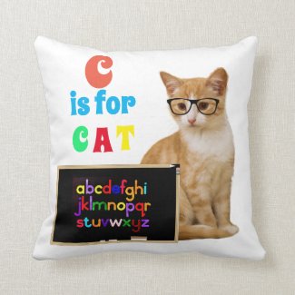 Cute Alphabet Letters ABC /C is for Cat  Kids Throw Pillow