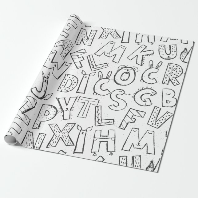 cute alphabet letters pattern wrapping paper (Unrolled)