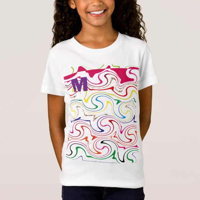 cute Alphabet “M” Design T-Shirt for Little Girls (Front)