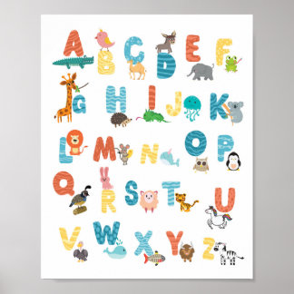 Cute alphabet poster animals