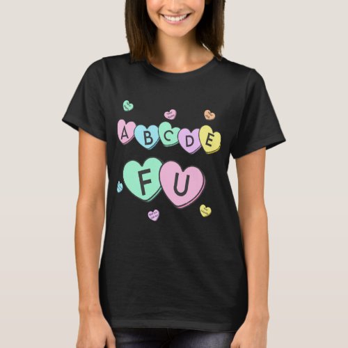 Cute Alphabet Valentines Day Hearts Abcdefu Women  T_Shirt