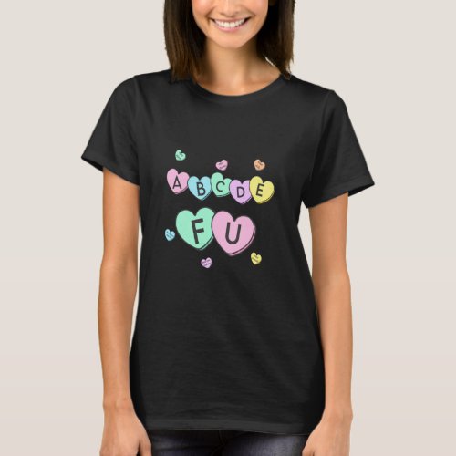 Cute Alphabet Valentines Day Hearts Abcdefu Women  T_Shirt