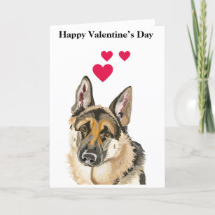 Cute Alsatian Dog Portrait Valentine's Holiday Card