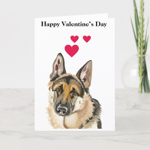 Cute Alsatian Dog Portrait Valentines Holiday Card
