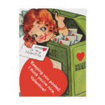 Cute Altered Vintage Girl in Mailbox Valentine Holiday Postcard Cute Altered Vintage Girl in Mailbox Valentine Holiday Postcard