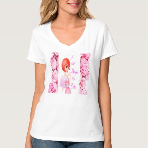 Cute, Always Eat Cake Pink and White T-Shirt