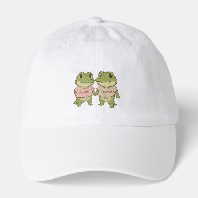 Cute Always Together Crocodile Couple Matching T-S Hat (Front)