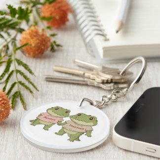 Cute Always Together Crocodile Couple Matching T-S Keychain