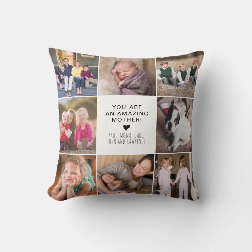 Cute AMAZING MOM Custom Message Photo Mothers Day Throw Pillow