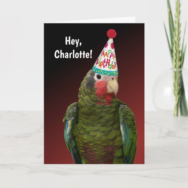Cute Amazon Parrot Personalized Birthday Card (Front)