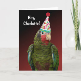 Cute Amazon Parrot Personalized Birthday Card
