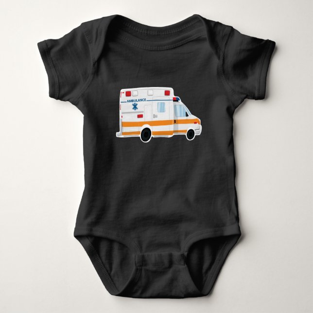 Cute Ambulance Baby Bodysuit (Front)