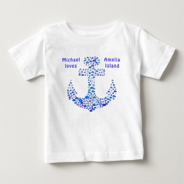 Cute Amelia Island Sea Creatures Anchor Baby Shirt (Front)