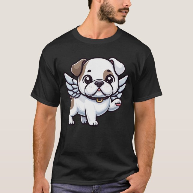 Cute American Bulldog angel in comic style T-Shirt (Front)