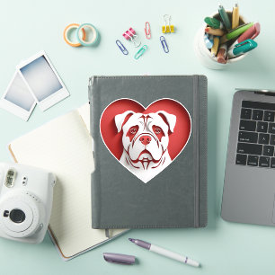 Cute American Bulldog Heart Dog Lover Puppy Art Sticker