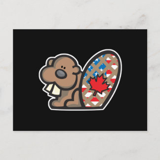 cute american canadian beaver postcard