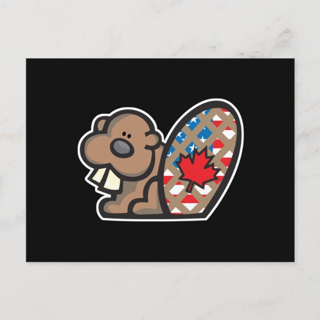 cute american canadian beaver postcard (Front)