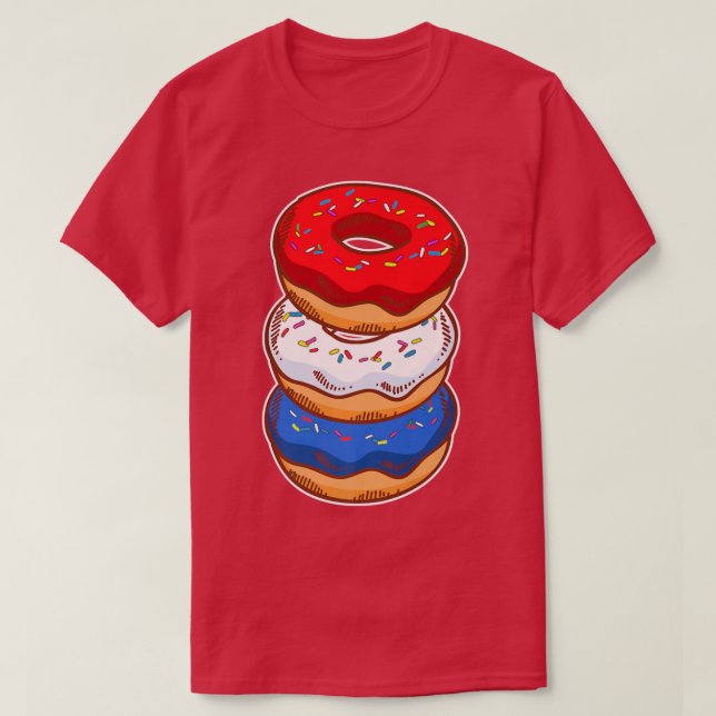 Cute American Donut Pastry Lover Baking 4th of Jul T-Shirt (Design Front)