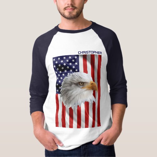Cute American Eagle The USA Flag Patriotic T_Shirt