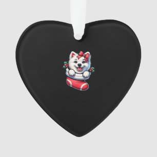 Cute American Eskimo Christmas Stocking Classic T- Ornament