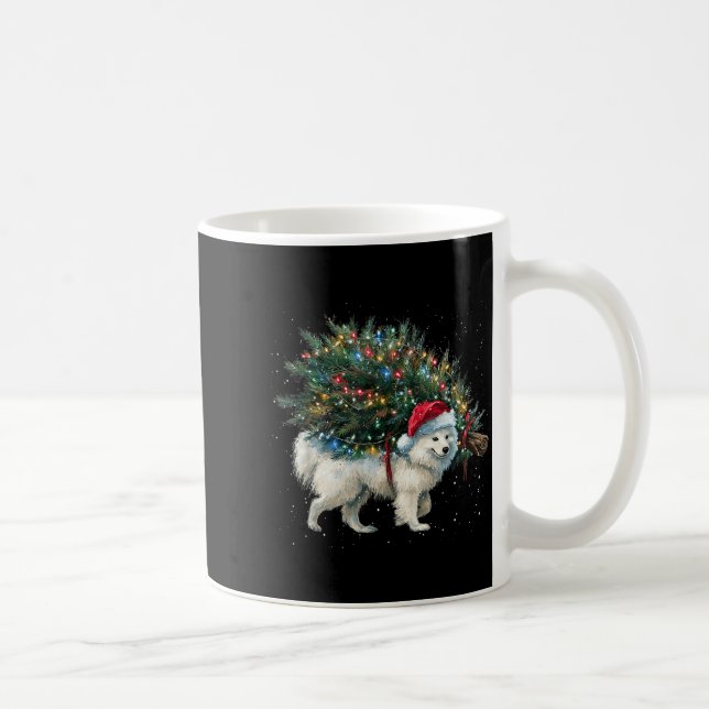 Cute American Eskimo Dog In A Christmas Tree For M Coffee Mug (Right)