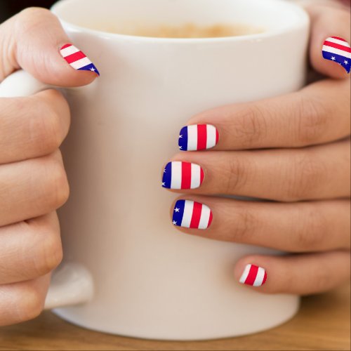 Cute american flag stars and stripes blue red  minx nail art