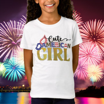 Cute American Girl Patriotic  T-shirt by DoodlesHolidayGifts at Zazzle