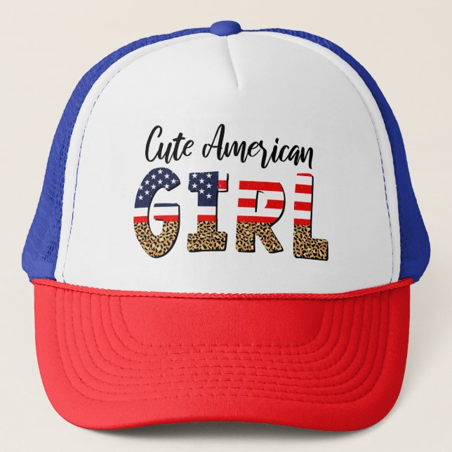 Cute American Girl Trucker Hat (Front)