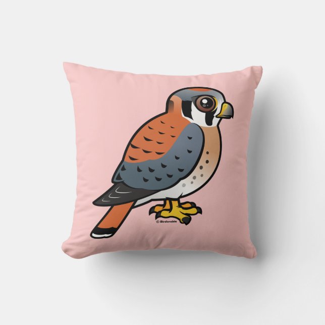 Cute American Kestrel Throw Pillow (Front)
