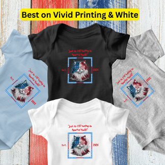 Cute American Patriotic Cat with Glasses Baby Bodysuit