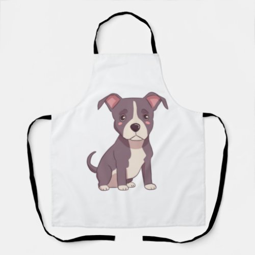 Cute american pit bull terrier kawaii illustration apron