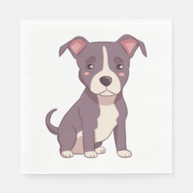 Cute american pit bull terrier kawaii illustration napkins (Front)