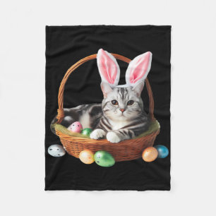 Cute American Shorthair Cat Easter Egg Hunt Owner Fleece Blanket