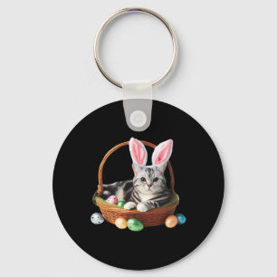 Cute American Shorthair Cat Easter Egg Hunt Owner Keychain
