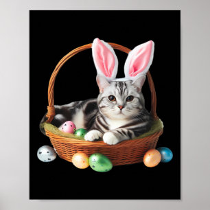 Cute American Shorthair Cat Easter Egg Hunt Owner Poster