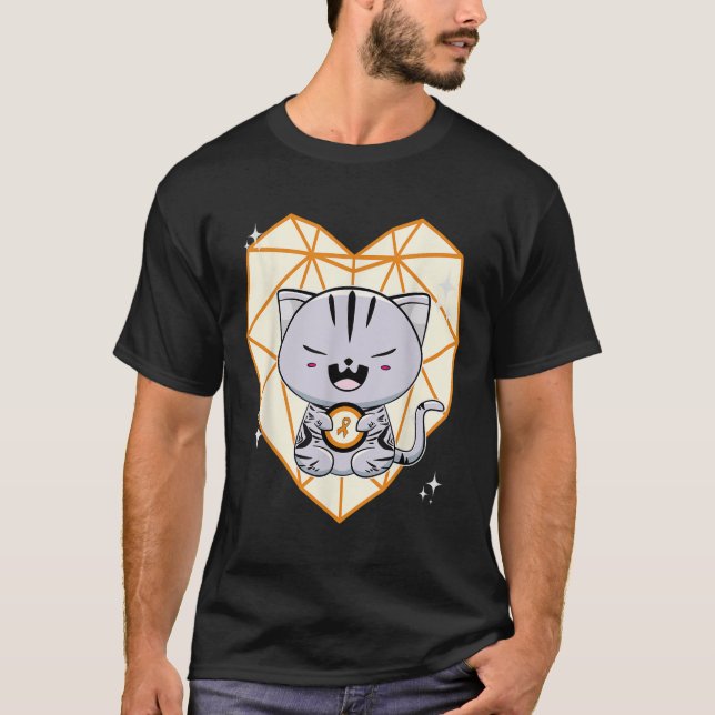 Cute American Shorthair Cat Leukemia Awareness Men T-Shirt (Front)