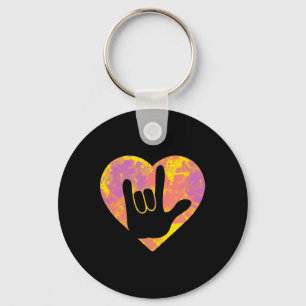 Cute American Sign Language Pride Deaf Awareness  Keychain