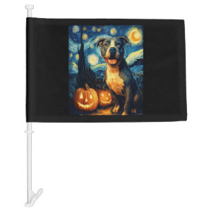 Cute American Staffordshire Terrier Dog Halloween  Car Flag