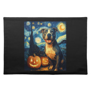 Cute American Staffordshire Terrier Dog Halloween  Cloth Placemat