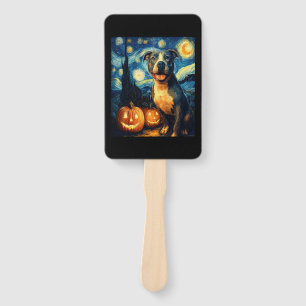 Cute American Staffordshire Terrier Dog Halloween Hand Fan