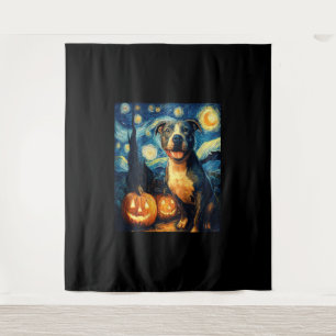 Cute American Staffordshire Terrier Dog Halloween Tapestry