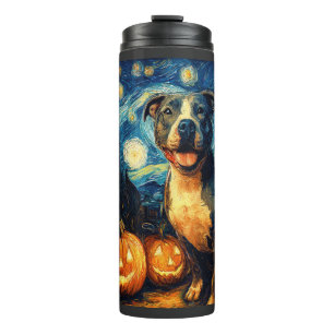 Cute American Staffordshire Terrier Dog Halloween  Thermal Tumbler