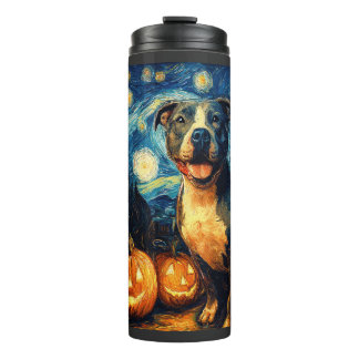 Cute American Staffordshire Terrier Dog Halloween Thermal Tumbler