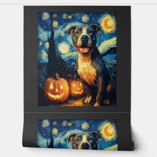 Cute American Staffordshire Terrier Dog Halloween Wallpaper