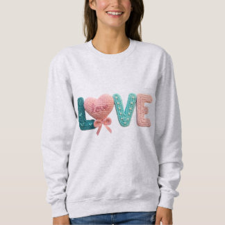 Cute Amigurumi Crochet Love Letters Kawaii Heart Sweatshirt
