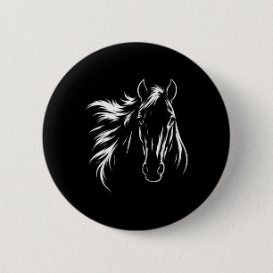 Cute &amp; Elegant Horse Silhouette Art For Horse  Button