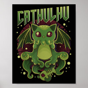 Cute & Funny Cathulhu Kawaii Cat Cthulhu Poster